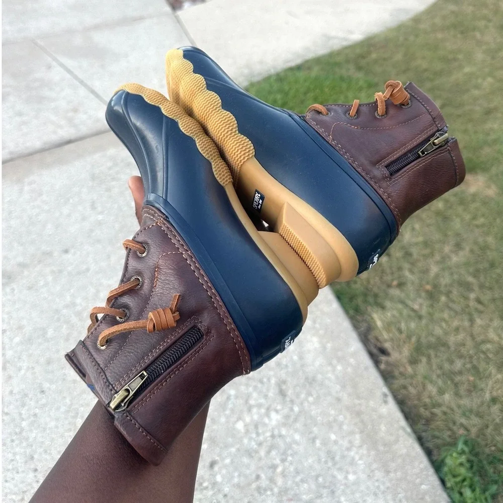 Sperry Topsider Saltwater Duck Boots Little Kids Size‎ 1M Blue Brown